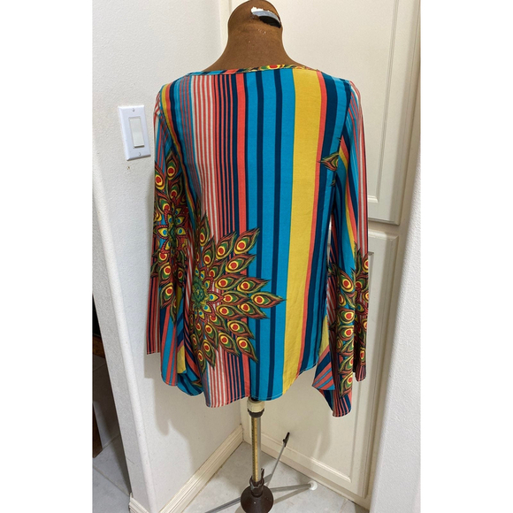 hello miss Colorful Striped Top w/ Peacock Design - Picture 6 of 8
